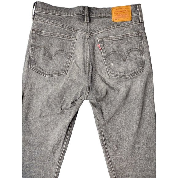 Levi’s Premium Big E 501 S Skinny Jean Black Distressed Button Fly Women 29 x 28 - Picture 6 of 9